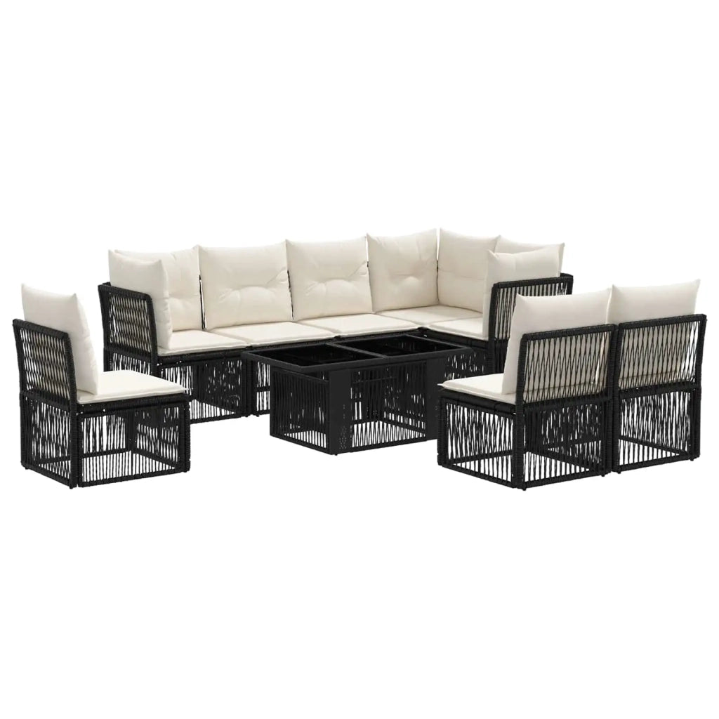 Set Divano da Giardino 9 pz Nero polyrattan 3436477