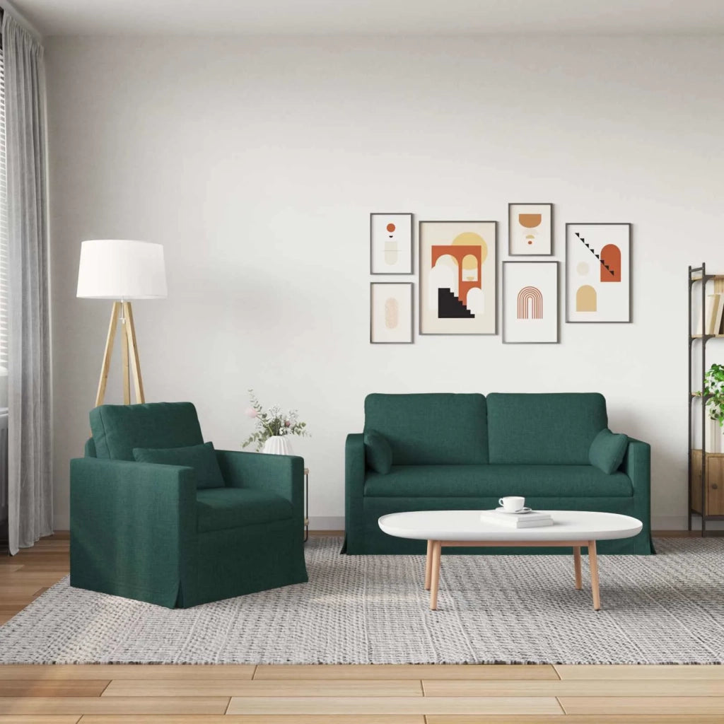 Set di divani 2 pcs Verde Scuro 158 x 78 x 80 cm Tessuto 3407540