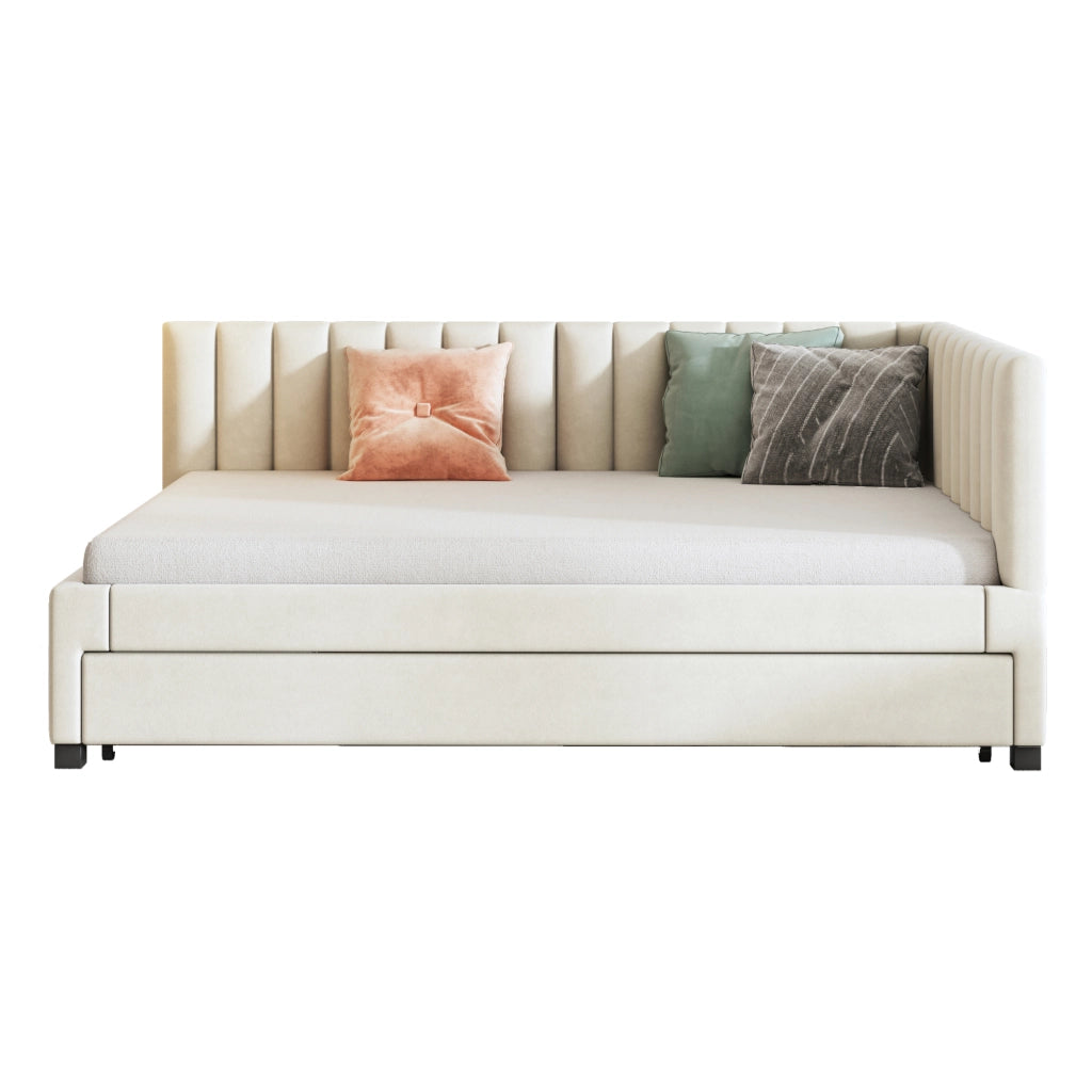 LETTO Divano letto estraibile 140x200 cm Velluto Beige