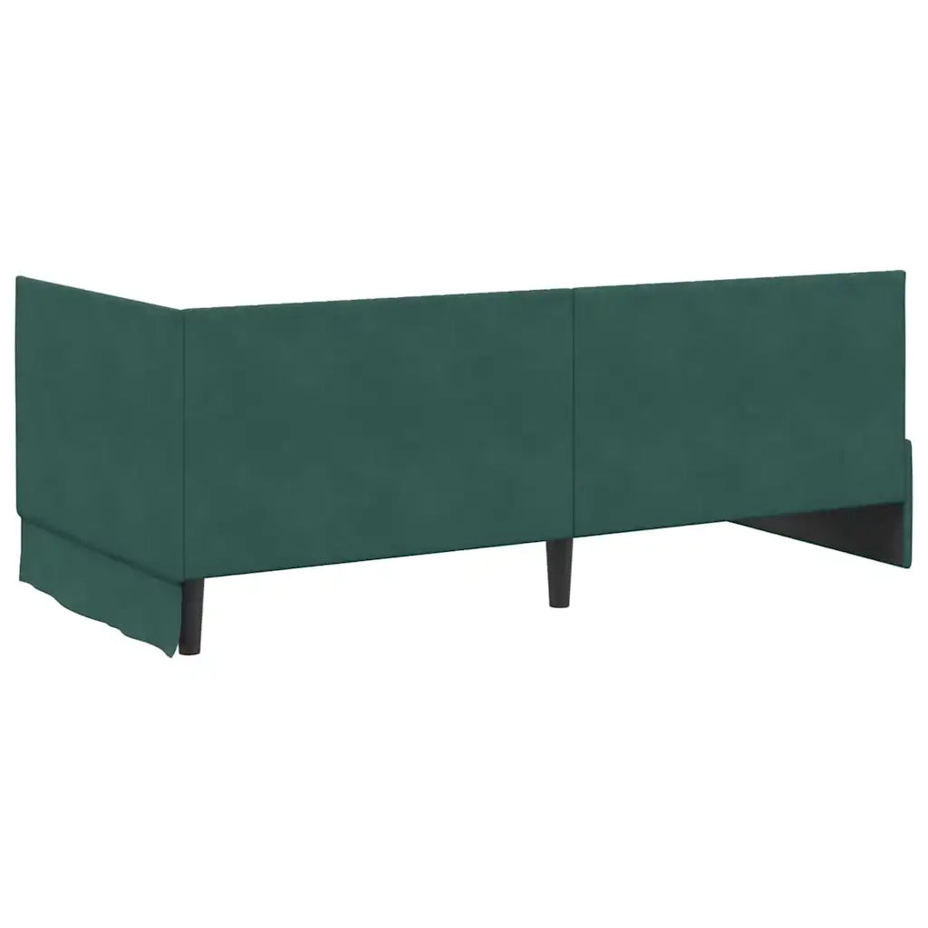 Cornice del letto ad angolo Verde Scuro 90 cm x 200 cm Velluto