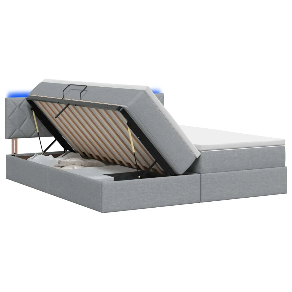 Letto con contenitore LED e materasso Grigio Chiaro 3459366