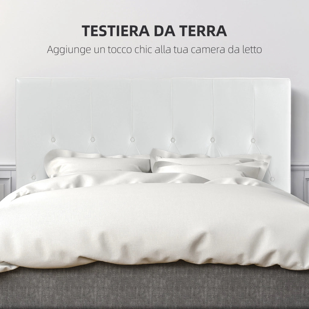 Testiera Letto Matrimoniale Imbottita con Bottoni ¨C Xylo ¨C Pelle PU Bianco 160x120 cm