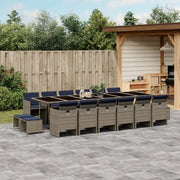 Set da pranzo da giardino da 17 pz con Cuscini in Polyrattan Grigio 3277776