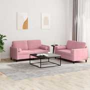 Set di Divani 2 pz con Cuscini Rosa in Velluto 3201997