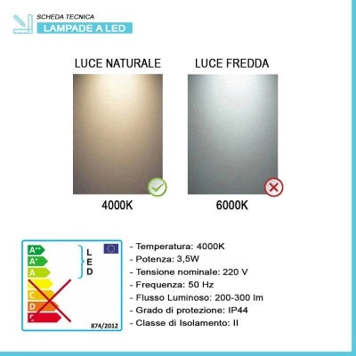 Specchio LED 50x70 cm reversibile con luce naturale