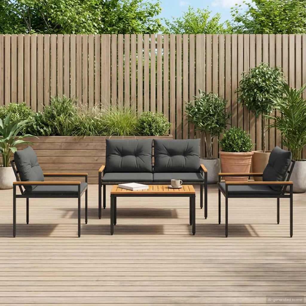 Set Mobili da Esterno 4 pcs Grigio Scuro polyrattan 42025358