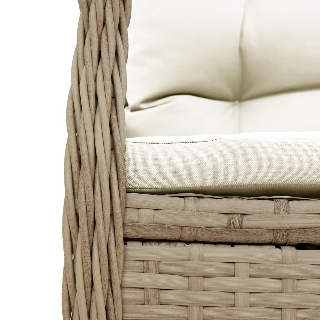 Set da Pranzo da Giardino 9 pz con Cuscini Beige in Polyrattan