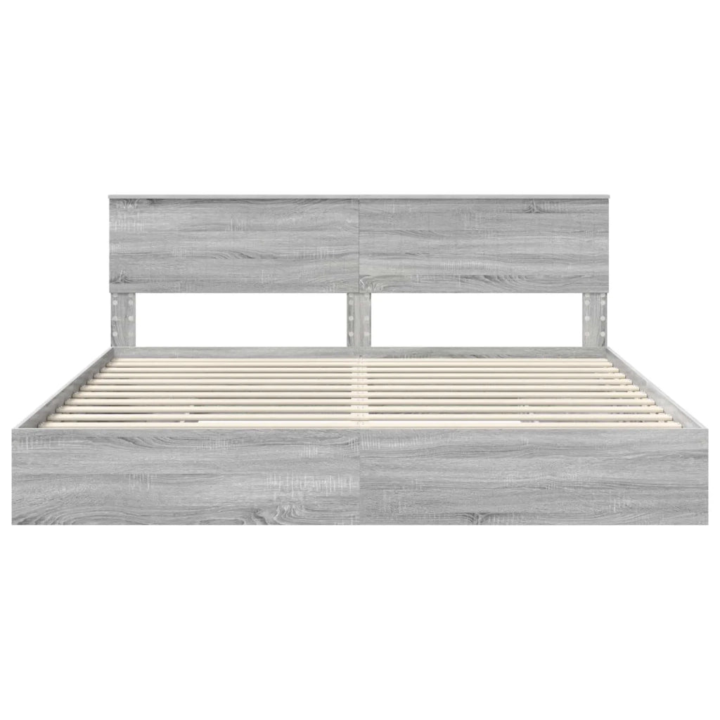 Letto con Contenitore con testiera Grigio Sonoma 200 x 200 cm 3410768