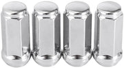 Set di 4 viti per ruote, con cono di appoggio, chiusura a fine e finitura argentea, 1,9 pollici, M12 x 1,25.