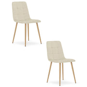 Set di 2 sedie Kara in velluto beige chiaro e gambe effetto legno