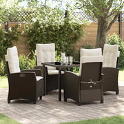 Set da Pranzo per Giardino con cuscino 5 pcs Marrone polyrattan