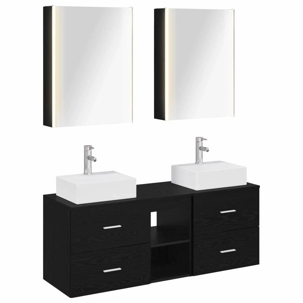 Set di mobili per il bagno 5 pcs Rovere Nero 3406808