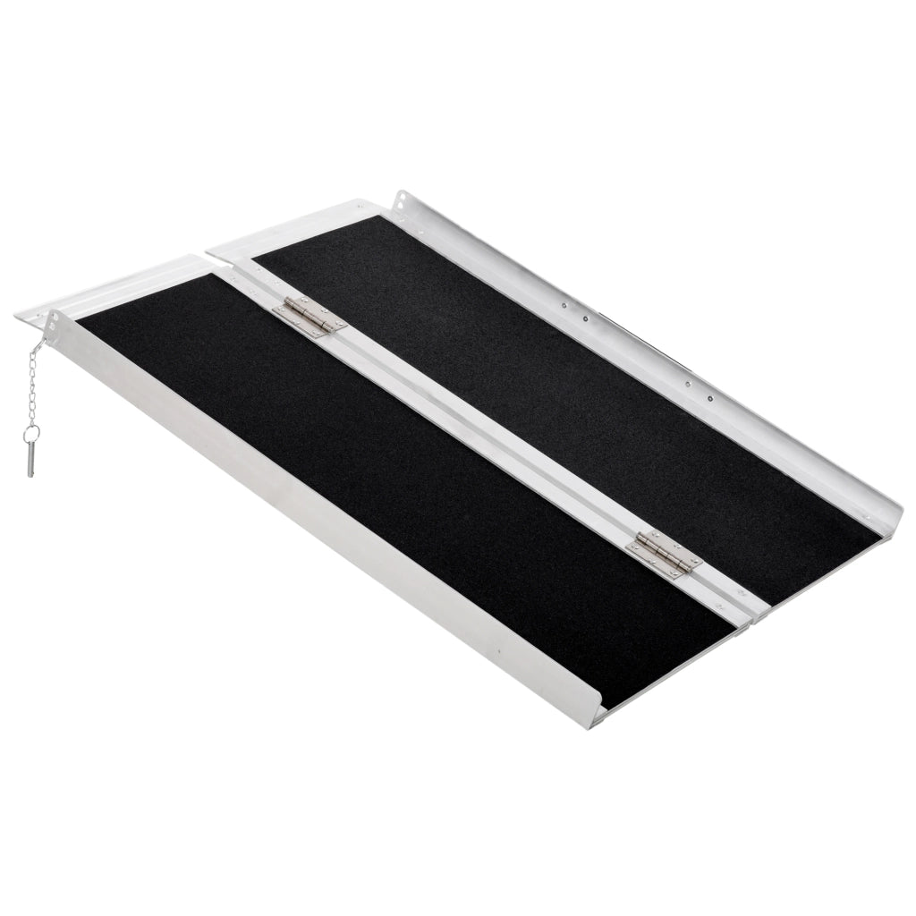 Rampa pieghevole per sedie a rotelle e deambulatori con maniglia di trasporto, portata 270 kg, nera, 93 x 73 x 5 cm