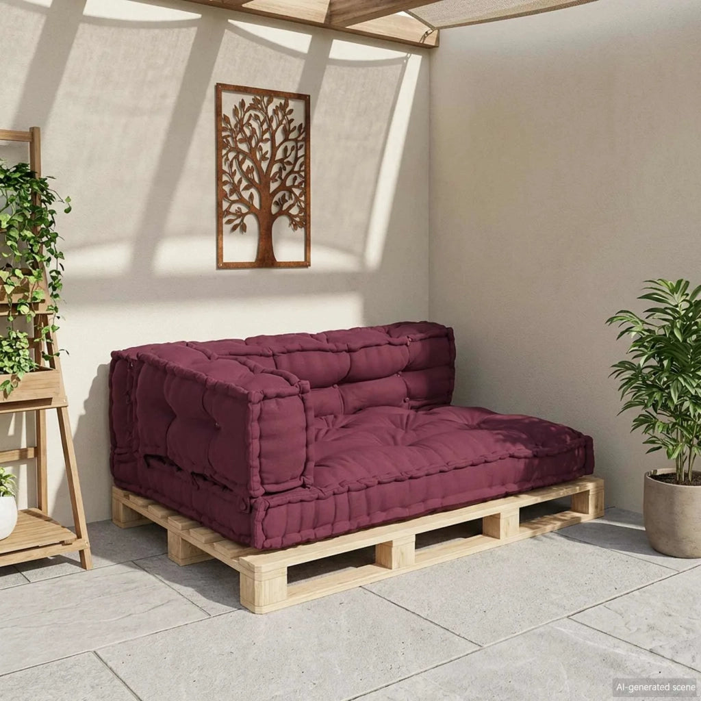 Cuscino per Divano Pallet 3 pcs Bordeaux 120 x 80 x 38 cm 4019086