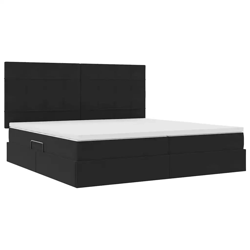 Letto con contenitore e materasso Nero 200 x 200 cm Velluto