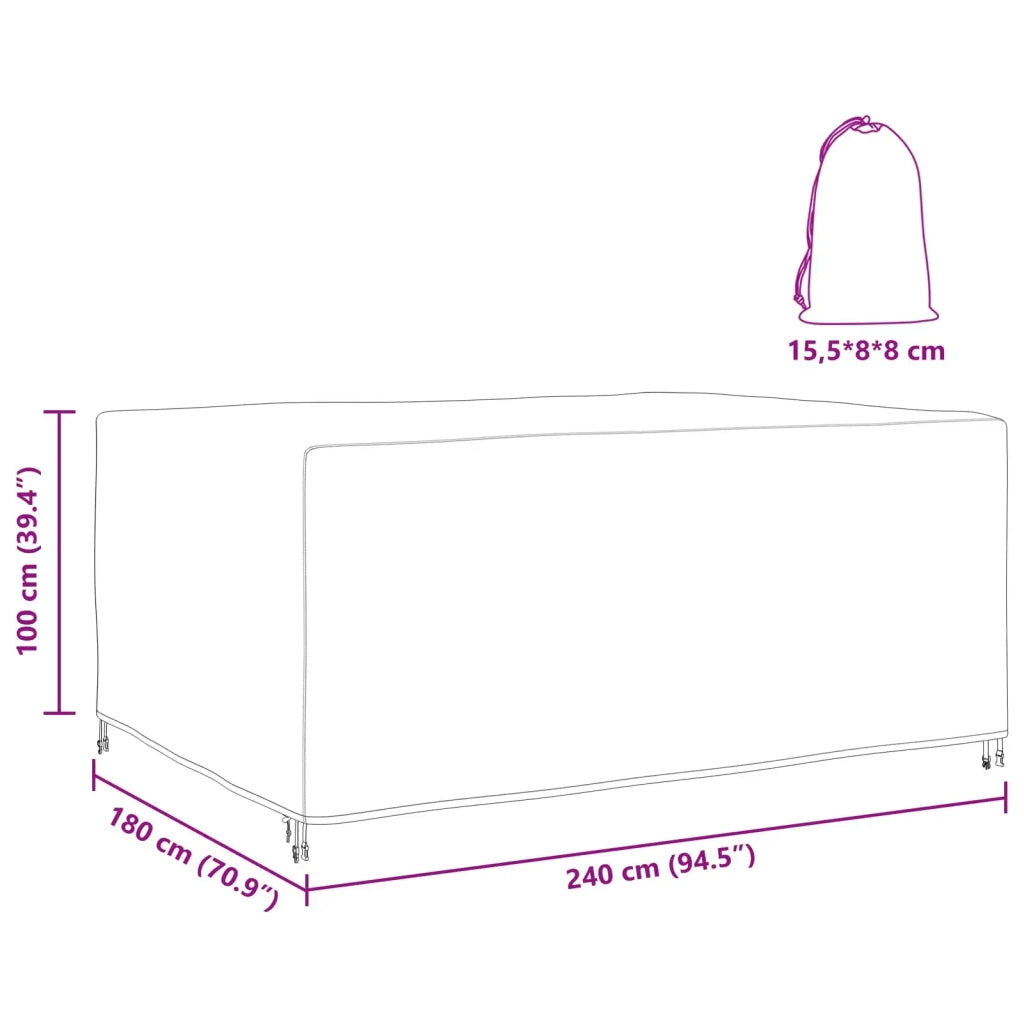 Copertura per mobili Tinta unita Nero 240 x 180 x 100 cm 210D 4105816