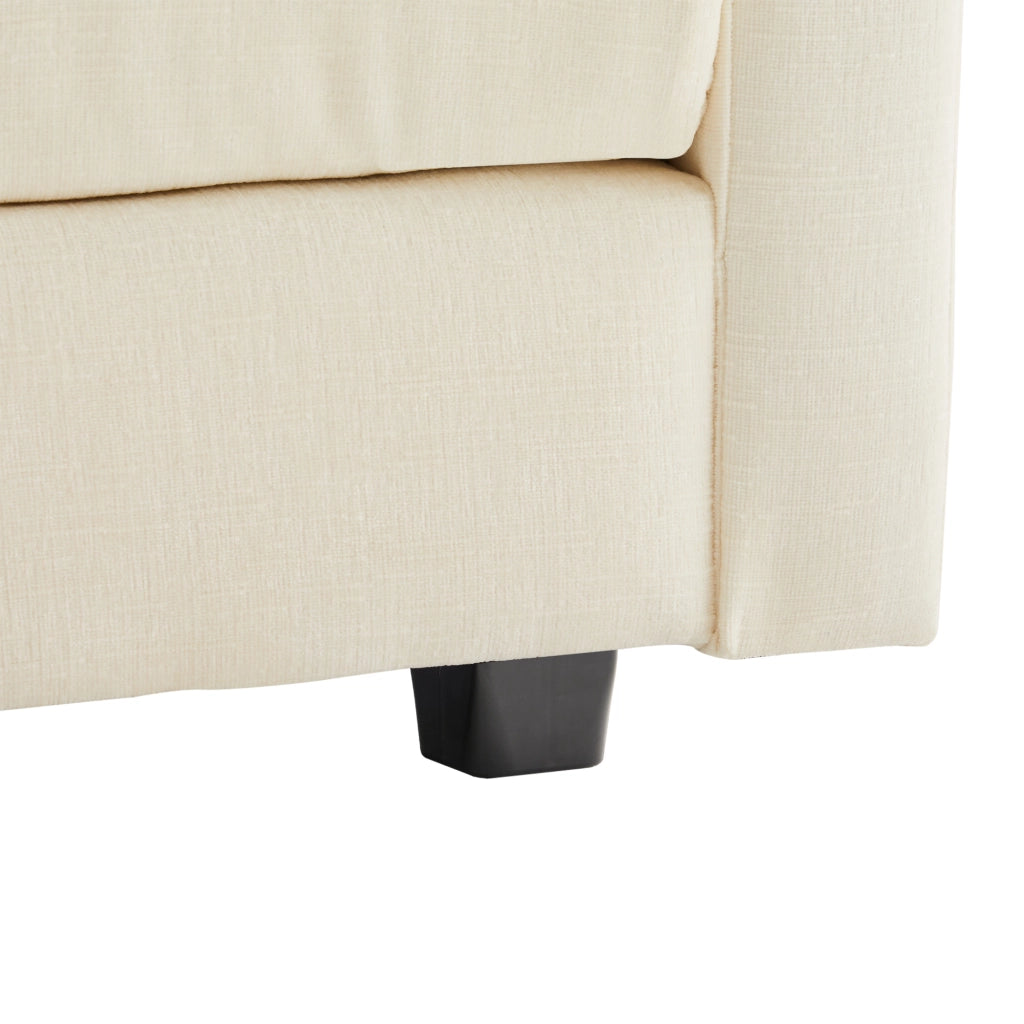 Divano angolare a 3 posti in chenille con pouf mobile e cuscini lombari per relax, beige 283 × 147 × 84 cm