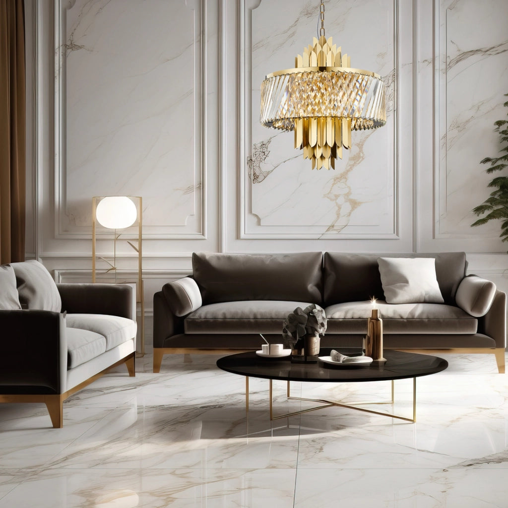 Lampadario cristallo glamour oro Margot 9xE14 Milagro