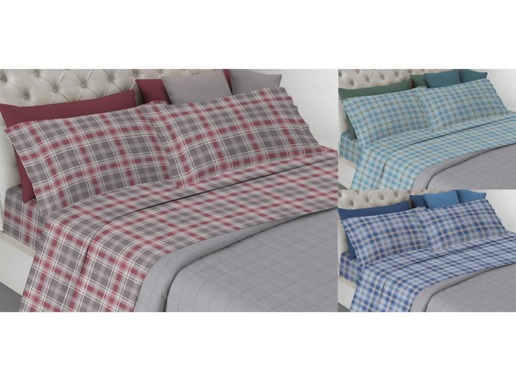 Completo Lenzuola Letto Pensieri Delicati 100% Cotone Disegno Ben - Matrimoniale - Azzurro