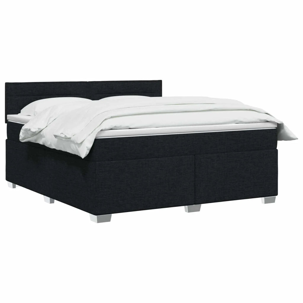 Letto con Box Spring, Materasso e LED Nero 160 x 200 cm Tessuto 3451975