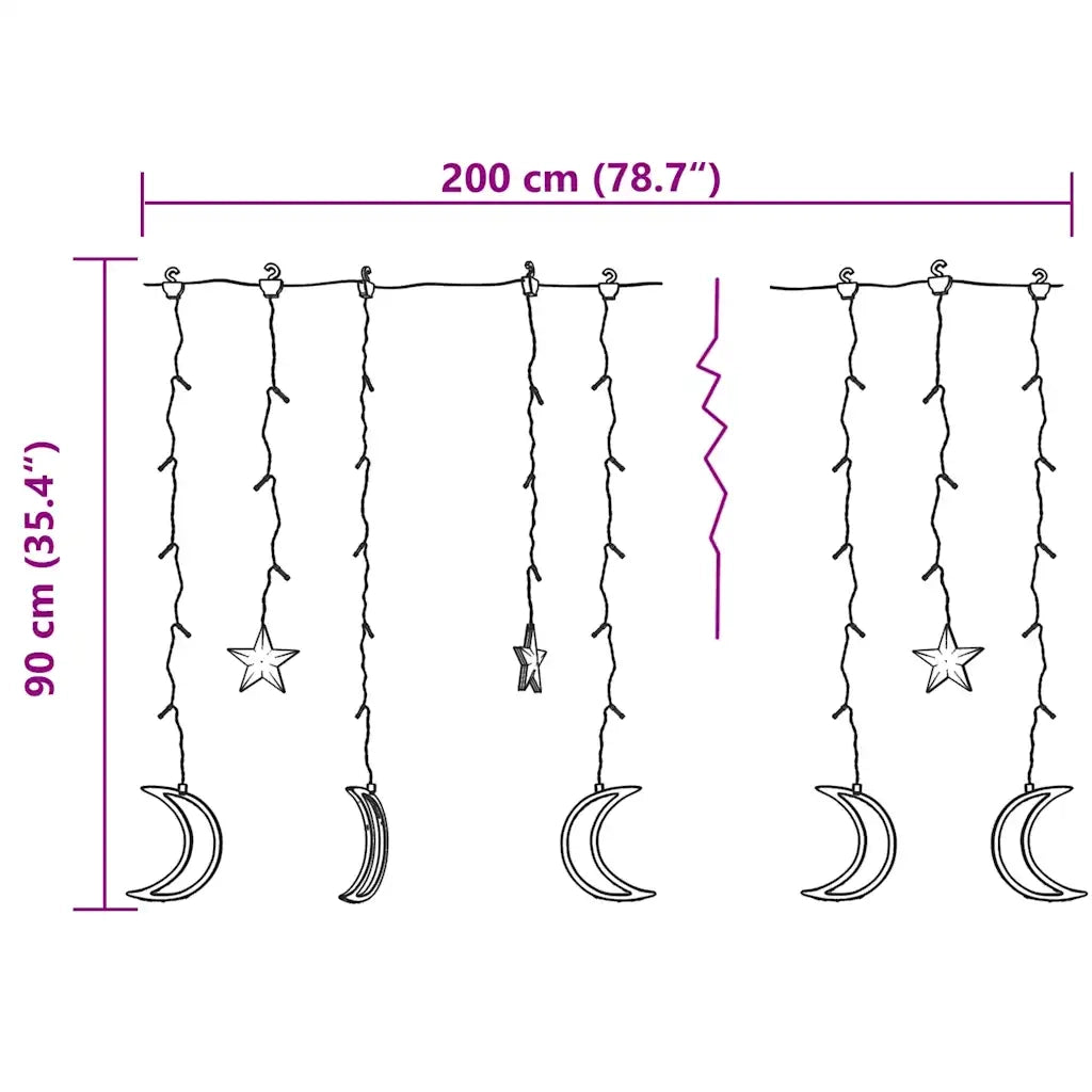 Luci Fatate Stella e Luna con Telecomando 138 LED Bianco Freddo CFW7426785