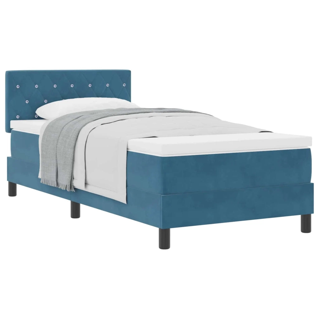 Letto a molle con materasso Blu Scuro 90 x 200 cm Velluto 3339084