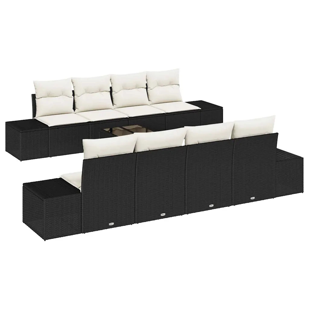 Set Divano da Giardino 7 pcs Nero e Crema polyrattan 3346987