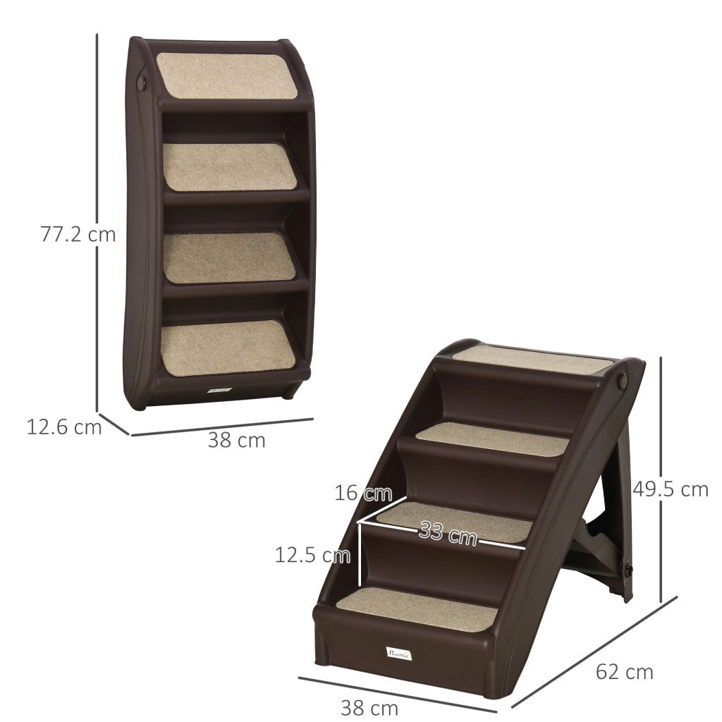Scaletta Pieghevole per Cani ¨C Xylo ¨C 4 Gradini Antiscivolo PP Marrone