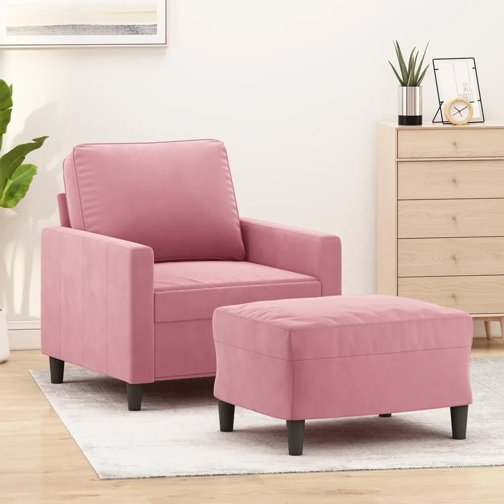 Poltrona | Sedia Relax con Poggiapiedi Rosa 60 cm Velluto