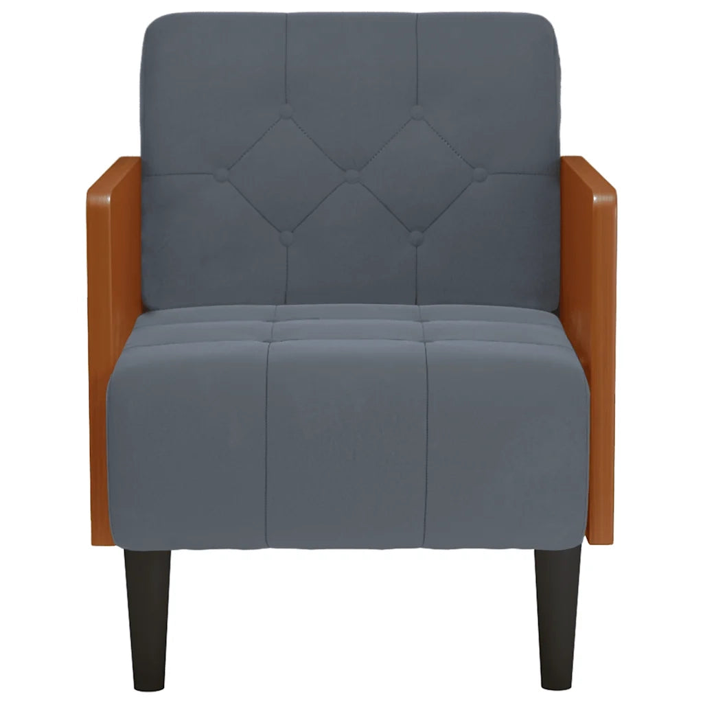 Divano Sedia con Braccioli-Poltrona-Sofa Relax Grigio Scuro 55 cm in Velluto