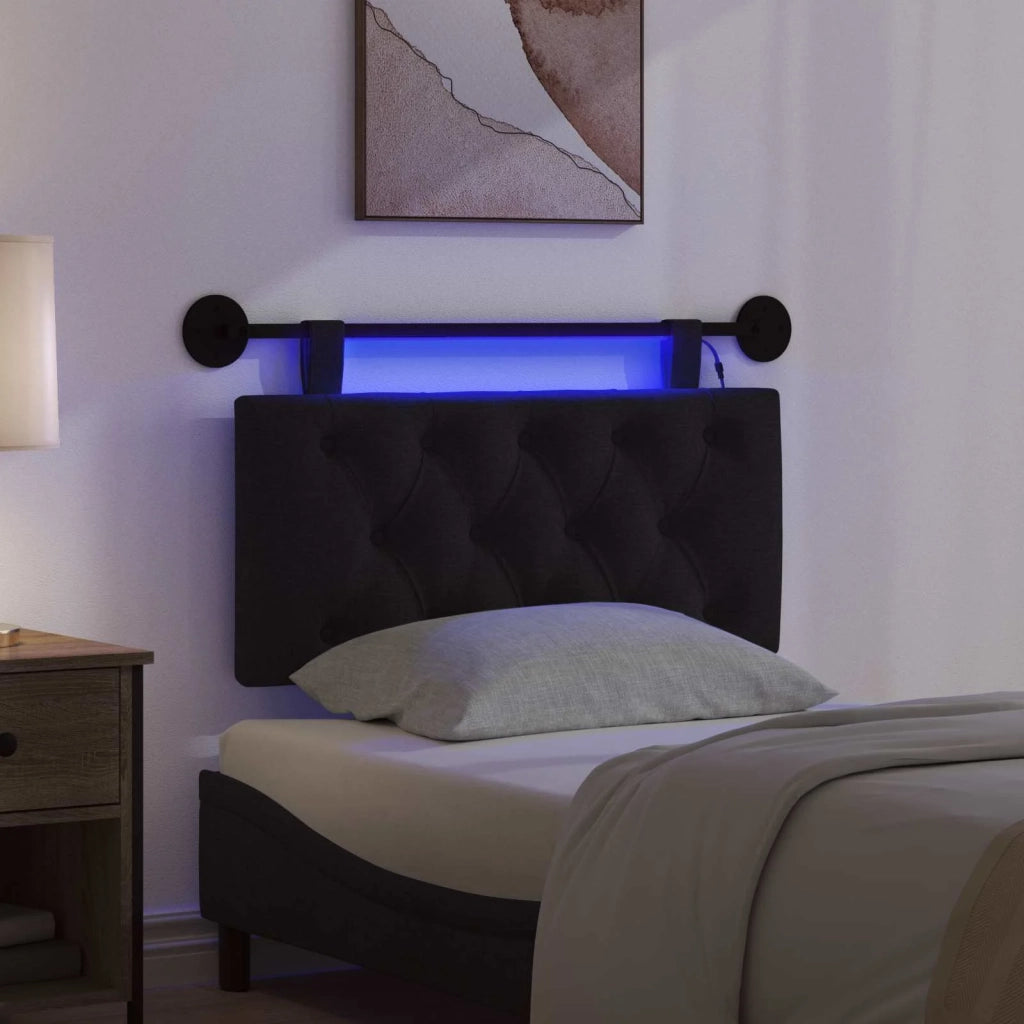 Testiera sospesa Con luce LED Nero Tessuto 3424543