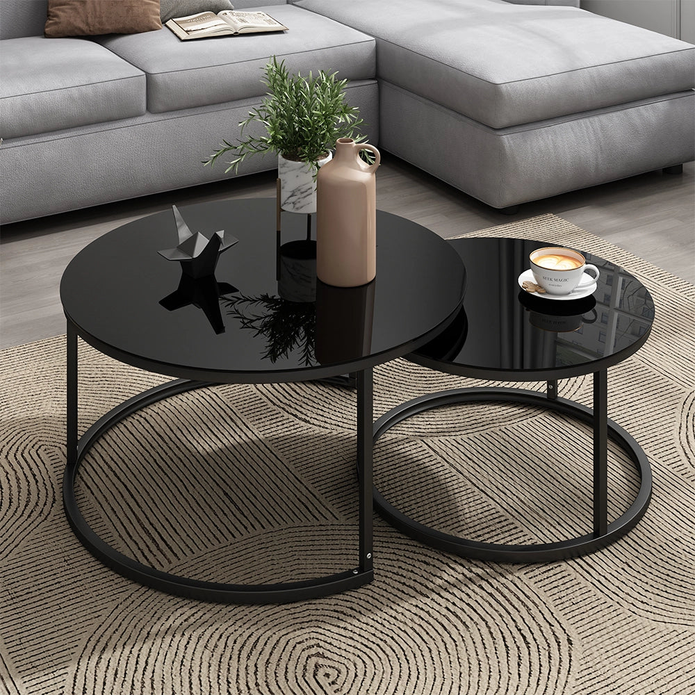 Vicco Set di tavolini Nero 77 x 77 cm 2 parti
