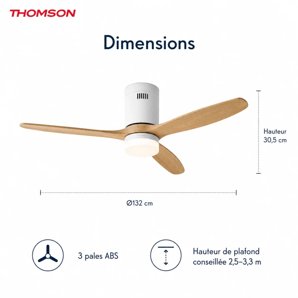 Ventilatore da soffitto con luce e telecomando incluso THOMSON NOUR