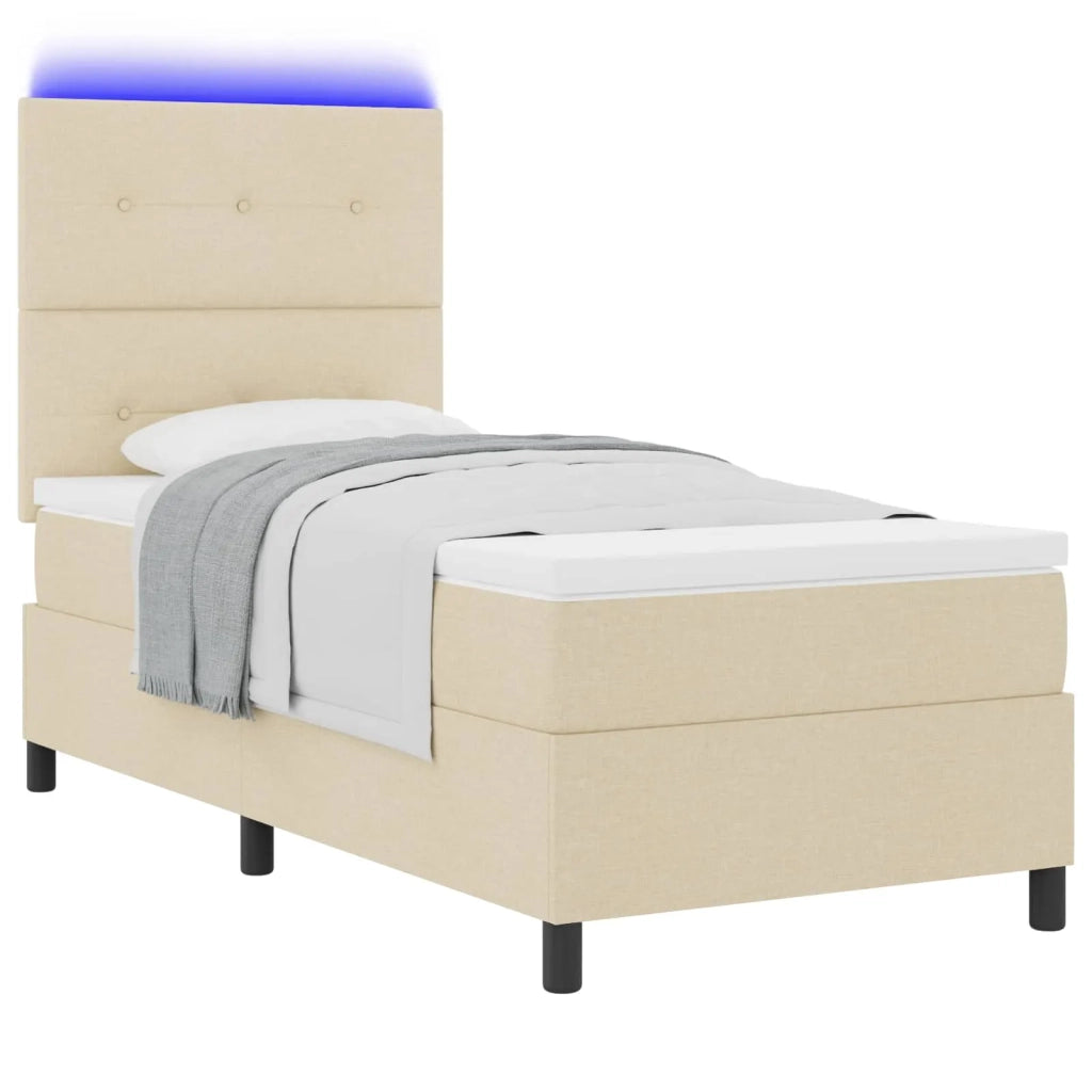 Letto a molle con materasso con led Crema 80 x 200 cm Tessuto 3342828