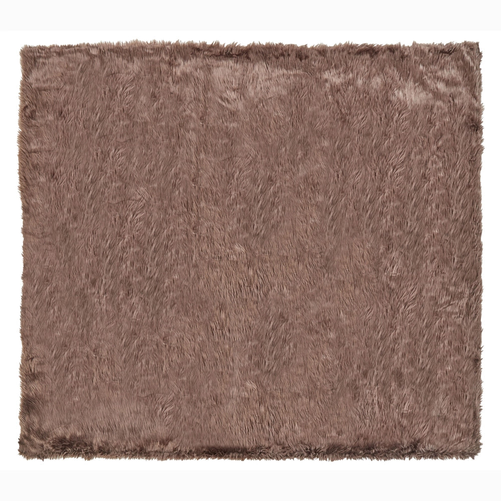 Copriletto Morbido in Pelliccia Sintetica 200 x 220 cm Marrone