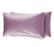 Coppia 2 Federe Cuscino Letto 100% Cotone Tinta Unita Sfoderabile Bottoni Laterali - Federe - Lilla