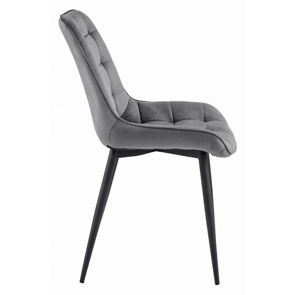 Sedia Bera in velluto grigio scuro e metallo nero