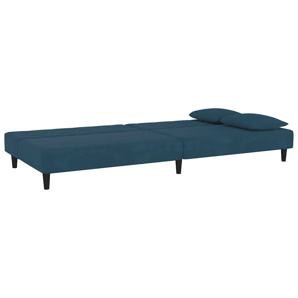Divano letto | Sof¨¤ letto | Letto singolo a 2 Posti con 2 Cuscini Blu in Velluto