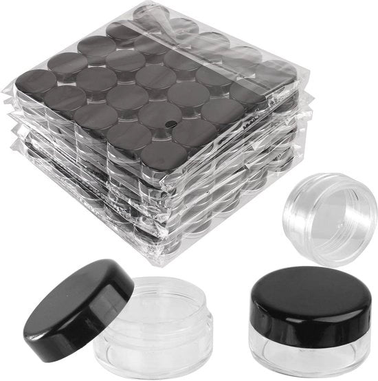Contenitori in plastica nera per prodotti cosmetici, set da 50 pezzi