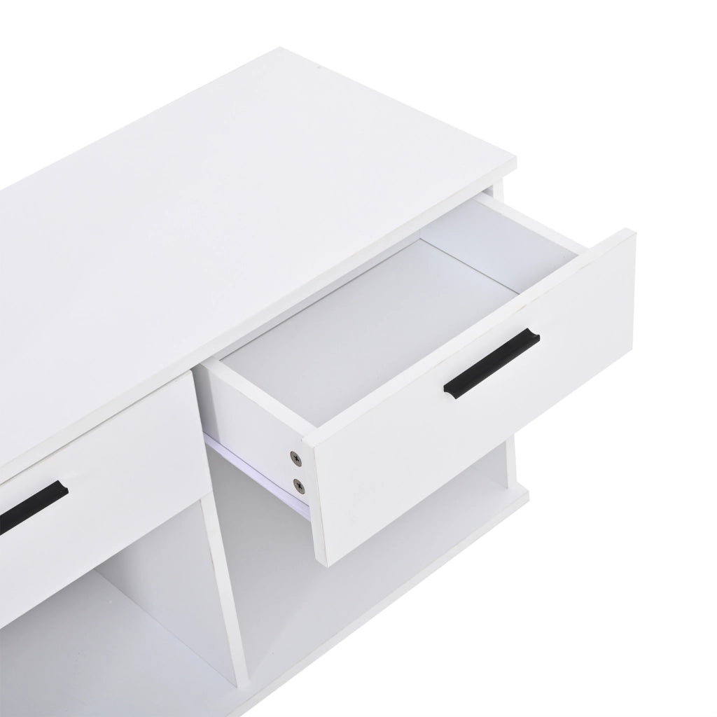 Set da ingresso composto da scarpiera, specchio e ganci appendiabiti, con 2 cassetti, in MDF, bianco