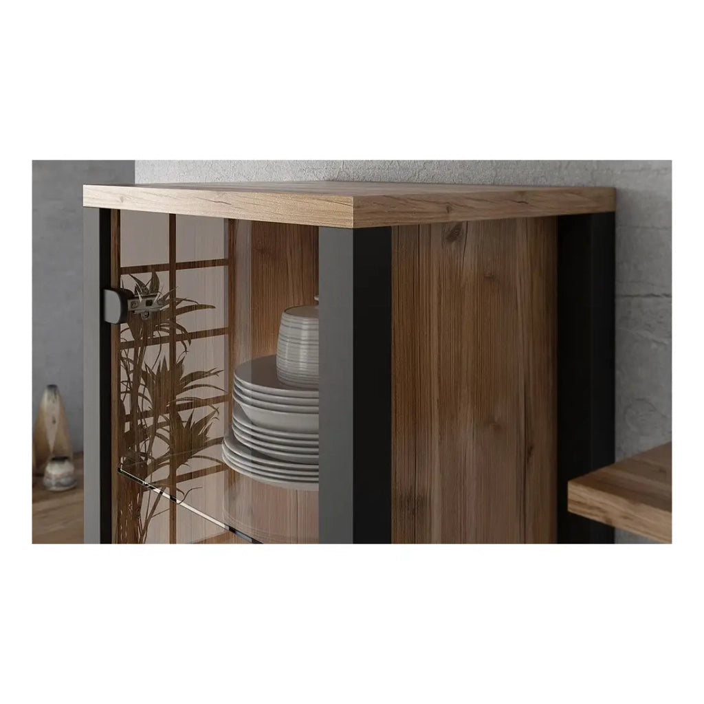 Set di 6 mobili da salotto DARWIN - Abete e nero