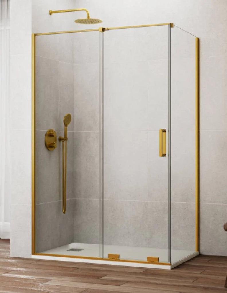 Box doccia CIRENE (KENNA) 1+1 con lato fisso laterale 170x75 cm Oro Barra Parallela