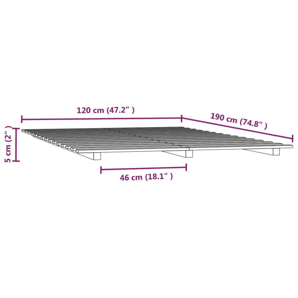 Letto senza Materasso-Struttura Letto 120x190 cm in Legno Massello di Pino 670986