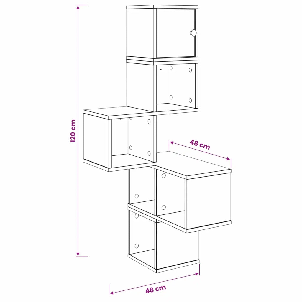 Mensola Angolare da Parete Sonoma grigio 48 x 48 x 120 cm 8012233