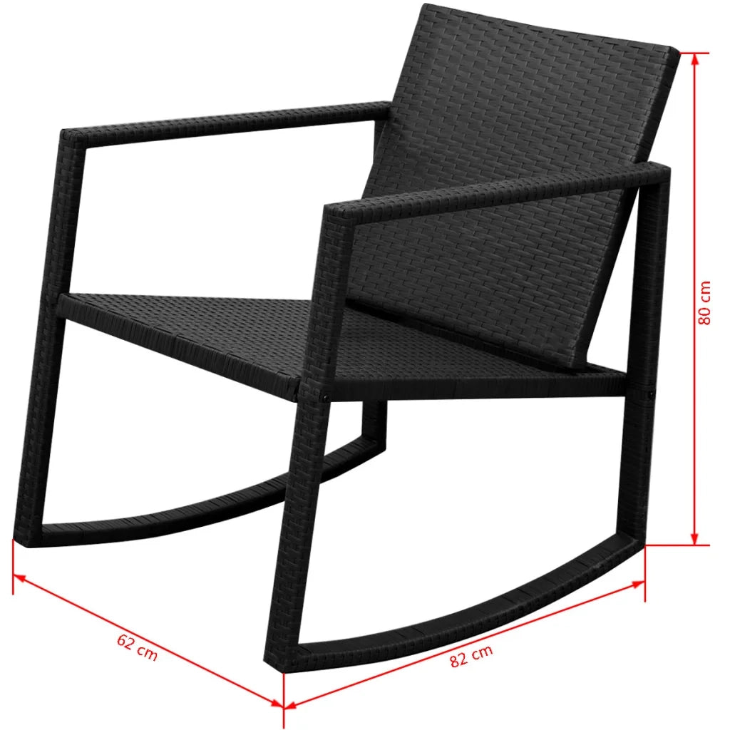 Set da Bistrot 3 pz in Polyrattan Nero 42862