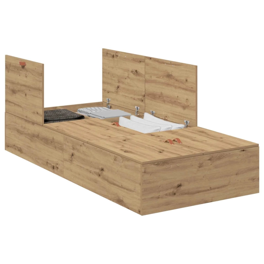 Struttura letto con contenitore Rovere artigianale 100 x 200 cm 3335356