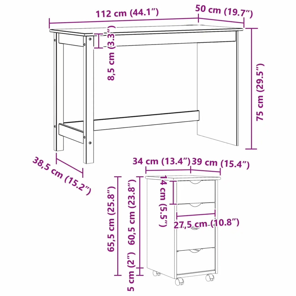 Set di Scrivania e Armadietto 2 pz Bianco 3438771