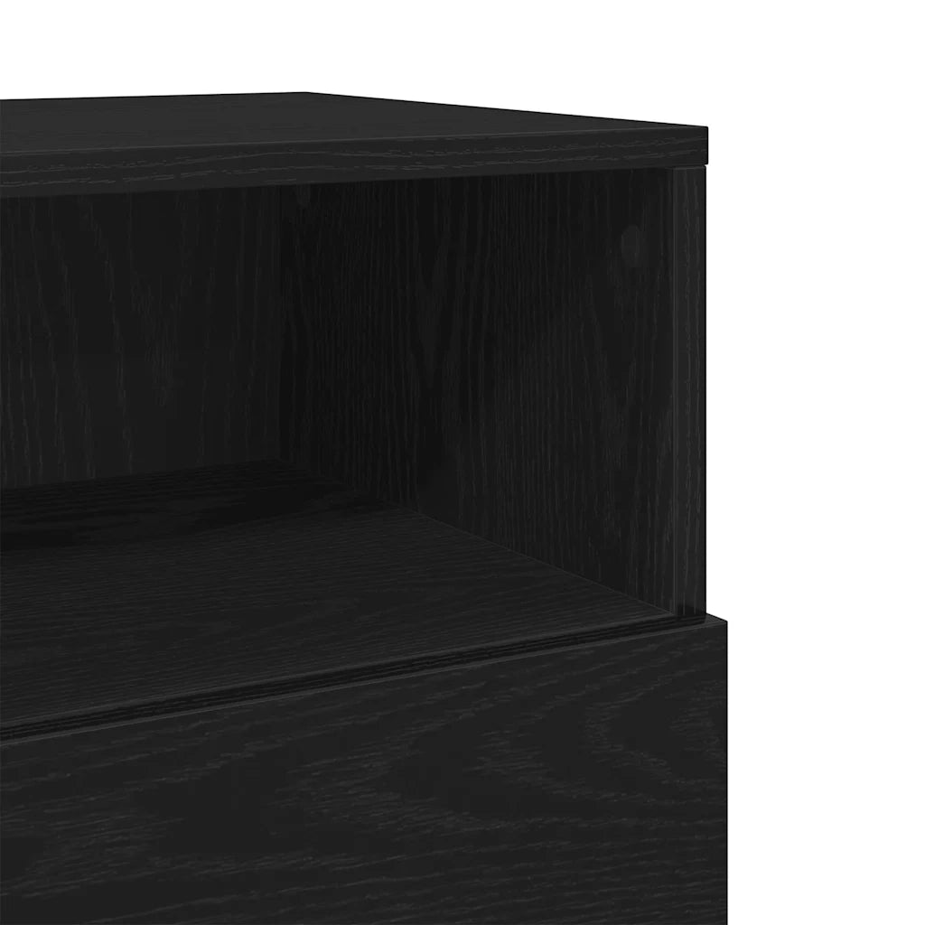 Comodino | Armadio da Notte | Mobiletto da notte con 2 Cassetti Nero 36x36x68 cm