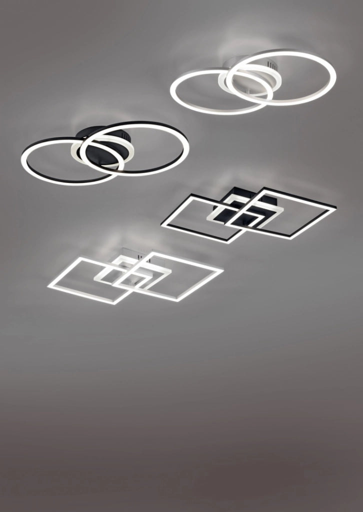 Plafoniera LED doppio cerchio, metallo, alluminio, L 50 cm, Venida