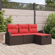 Set di divani con cuscino 4 pcs Marrone e Rosso polyrattan 3359053
